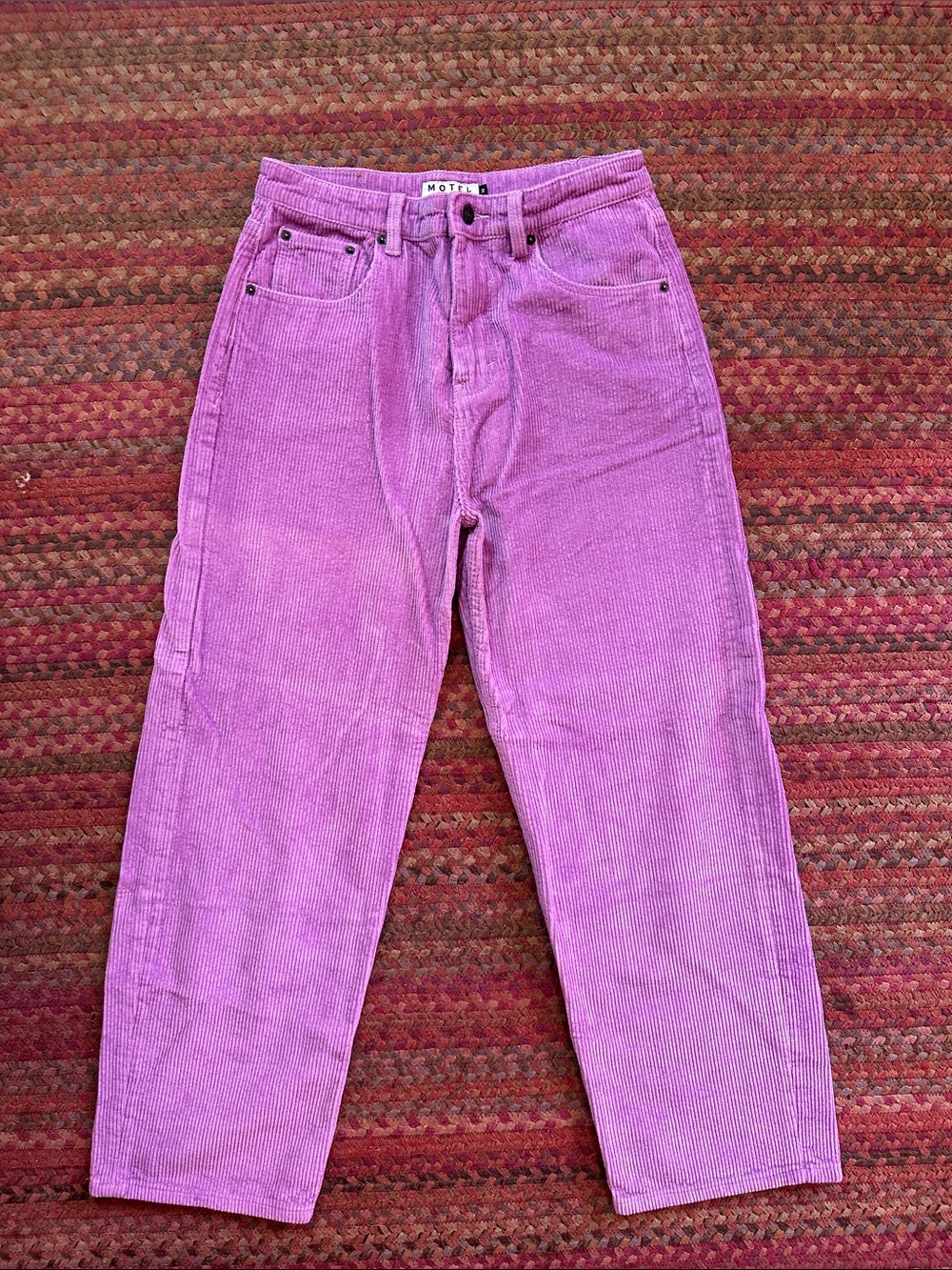 MOTEL LAVENDER PURPLE Corduroy High-Waist Pants